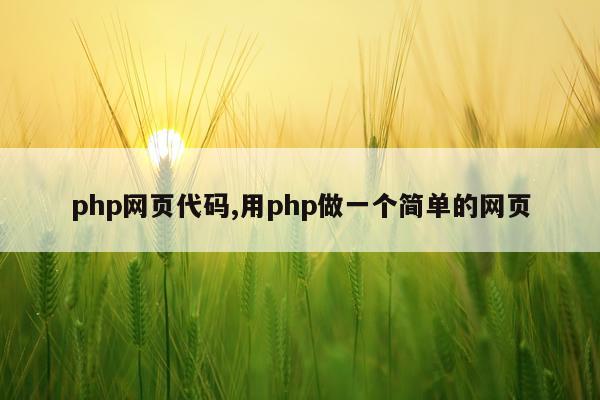 php网页代码,用php做一个简单的网页