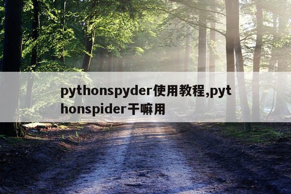 pythonspyder使用教程,pythonspider干嘛用
