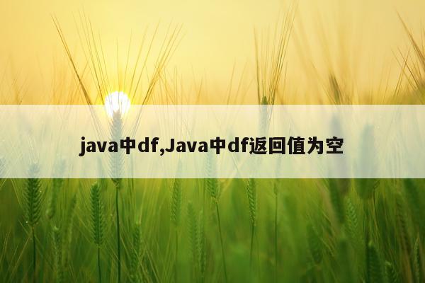 java中df,Java中df返回值为空