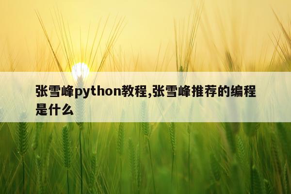 张雪峰python教程,张雪峰推荐的编程是什么
