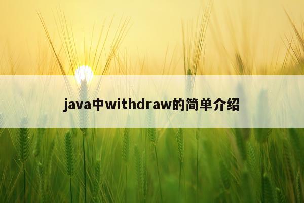 java中withdraw的简单介绍