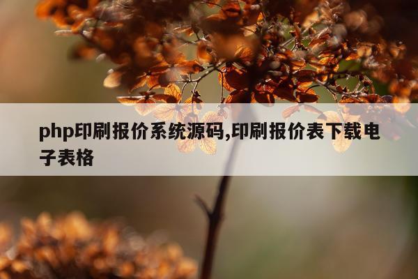 php印刷报价系统源码,印刷报价表下载电子表格