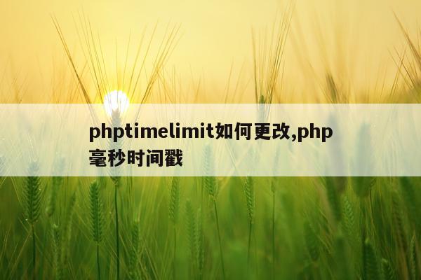 phptimelimit如何更改,php毫秒时间戳