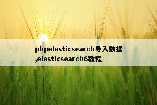 phpelasticsearch导入数据,elasticsearch6教程