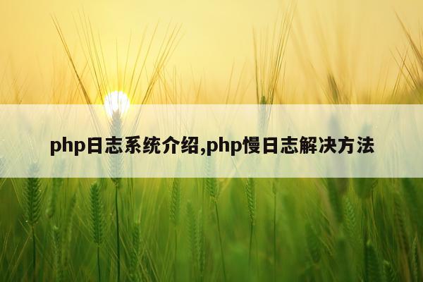 php日志系统介绍,php慢日志解决方法