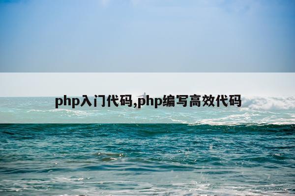 php入门代码,php编写高效代码