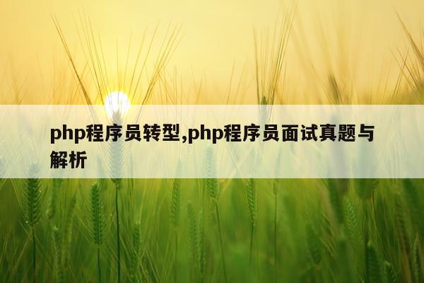 php程序员转型,php程序员面试真题与解析