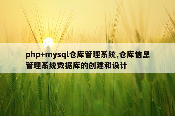 php+mysql仓库管理系统,仓库信息管理系统数据库的创建和设计