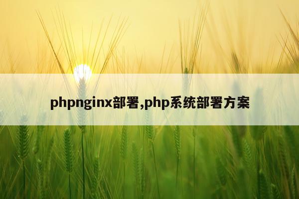 phpnginx部署,php系统部署方案