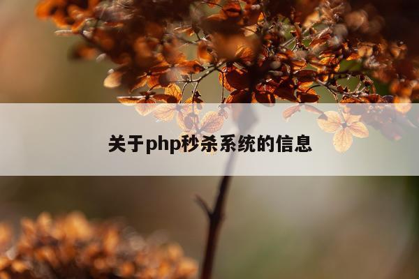 关于php秒杀系统的信息