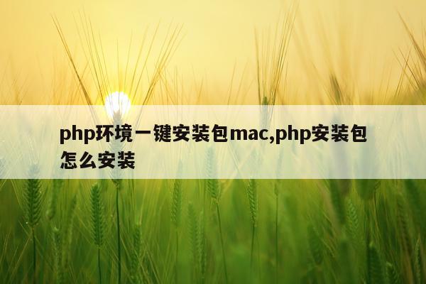php环境一键安装包mac,php安装包怎么安装
