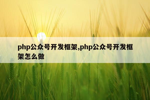 php公众号开发框架,php公众号开发框架怎么做