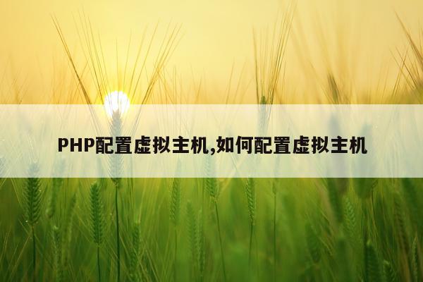 PHP配置虚拟主机,如何配置虚拟主机