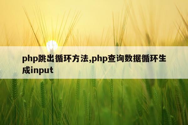 php跳出循环方法,php查询数据循环生成input