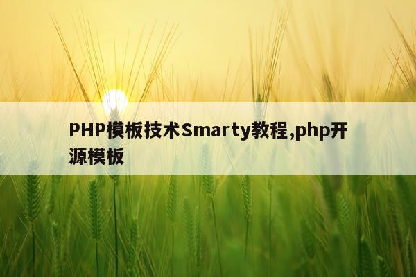 PHP模板技术Smarty教程,php开源模板