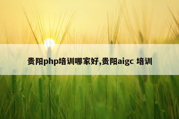 贵阳php培训哪家好,贵阳aigc 培训