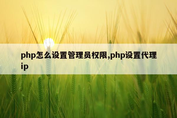 php怎么设置管理员权限,php设置代理ip