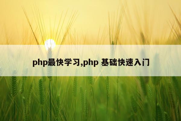 php最快学习,php 基础快速入门