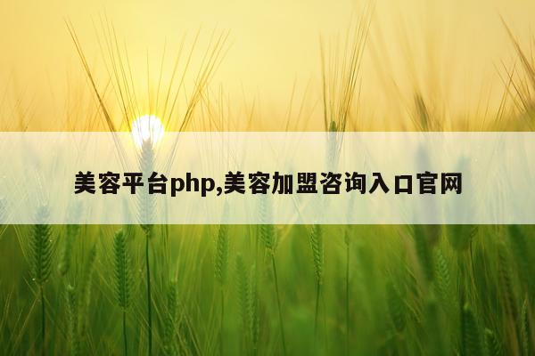 美容平台php,美容加盟咨询入口官网
