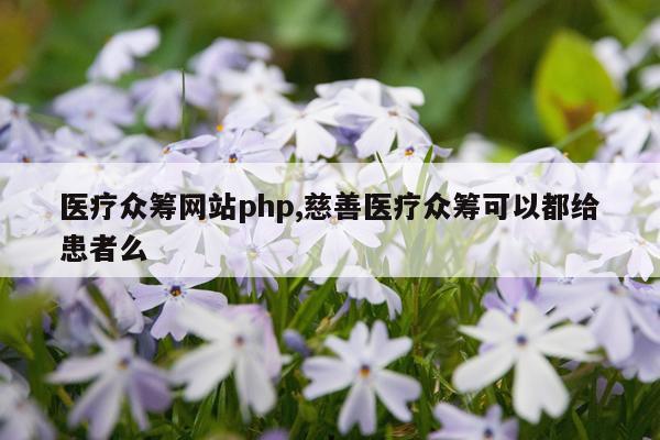 医疗众筹网站php,慈善医疗众筹可以都给患者么
