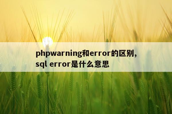 phpwarning和error的区别,sql error是什么意思
